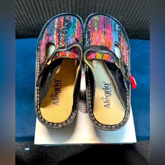 NEW Algeria rainbow multicolor metallic minnow clog mule leather size 39 8.5 - Picture 1 of 6